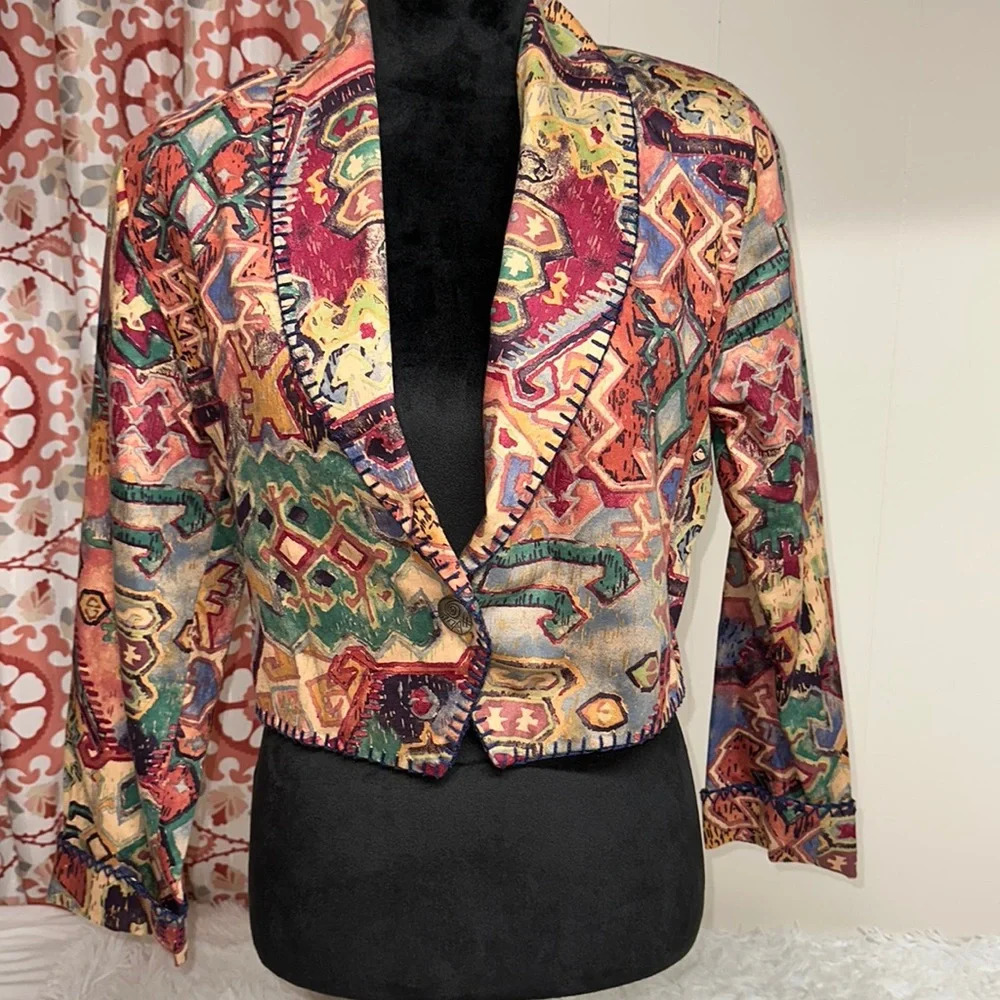 Vintage Rhonda Stark Hand stitched Western Style Crop Jacket